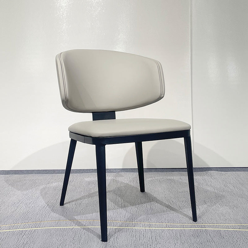 Modern Curved Leather Steel Dining Chair