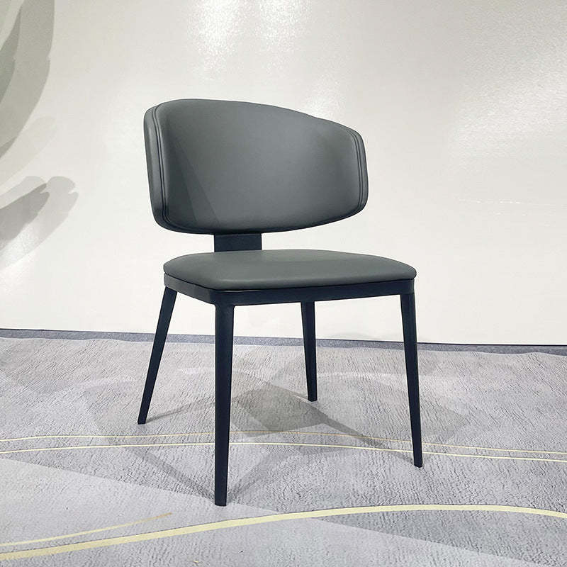 Modern Curved Leather Steel Dining Chair