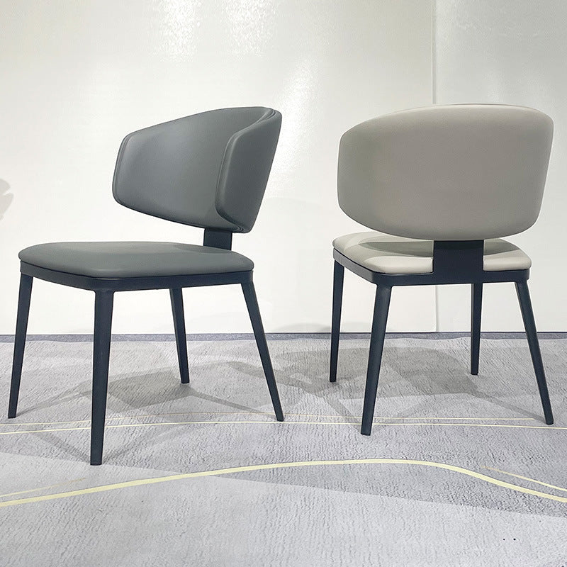 Modern Curved Leather Steel Dining Chair