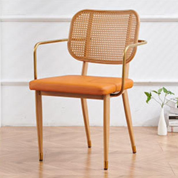 Modern Cutout Leather Bamboo Dining Chair