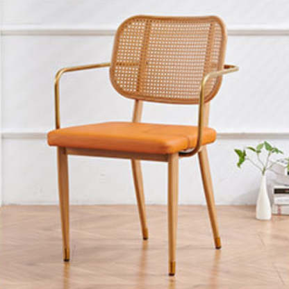 Modern Cutout Leather Bamboo Dining Chair