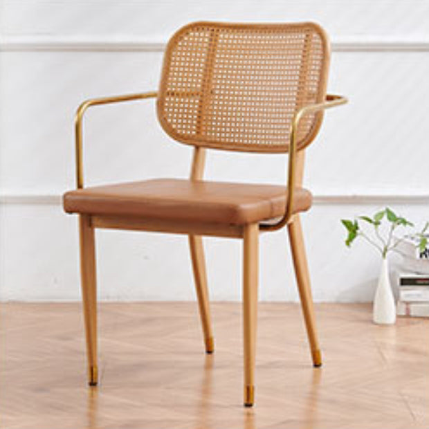 Modern Cutout Leather Bamboo Dining Chair
