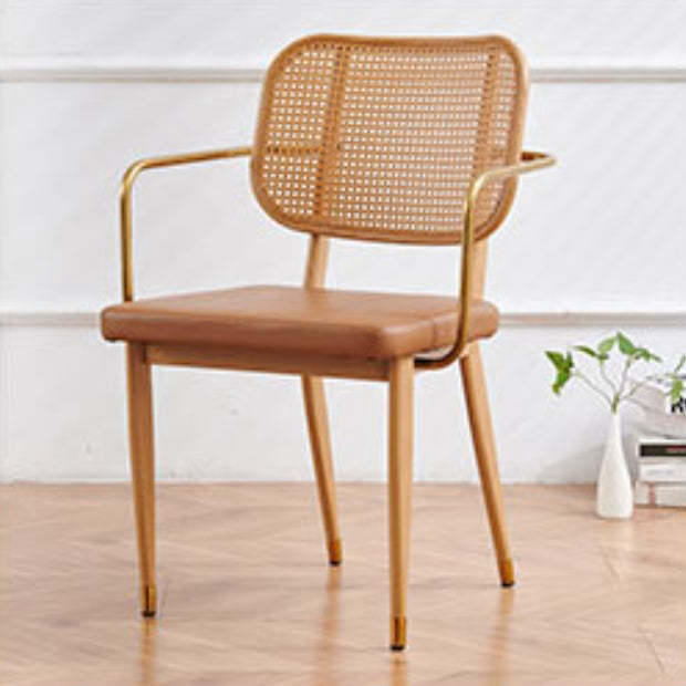 Modern Cutout Leather Bamboo Dining Chair