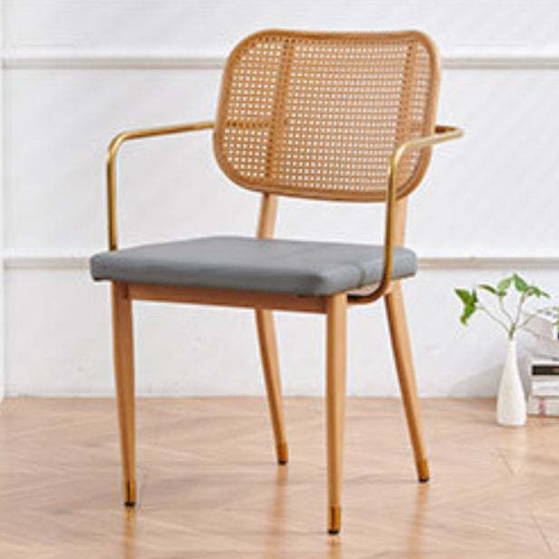 Modern Cutout Leather Bamboo Dining Chair