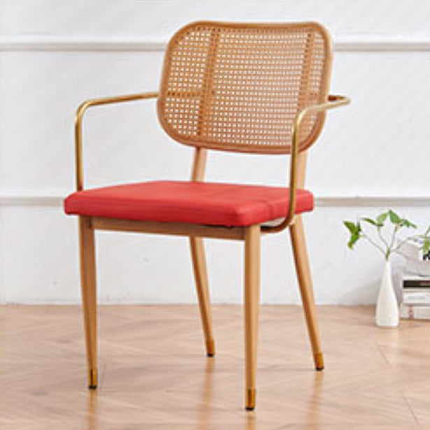 Modern Cutout Leather Bamboo Dining Chair