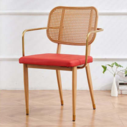 Modern Cutout Leather Bamboo Dining Chair