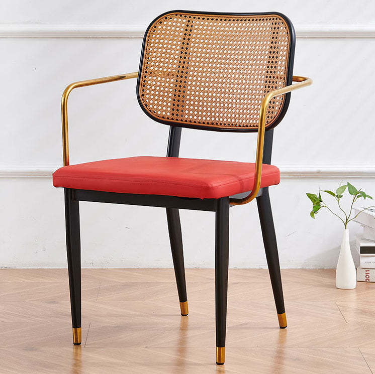 Modern Cutout Leather Bamboo Dining Chair