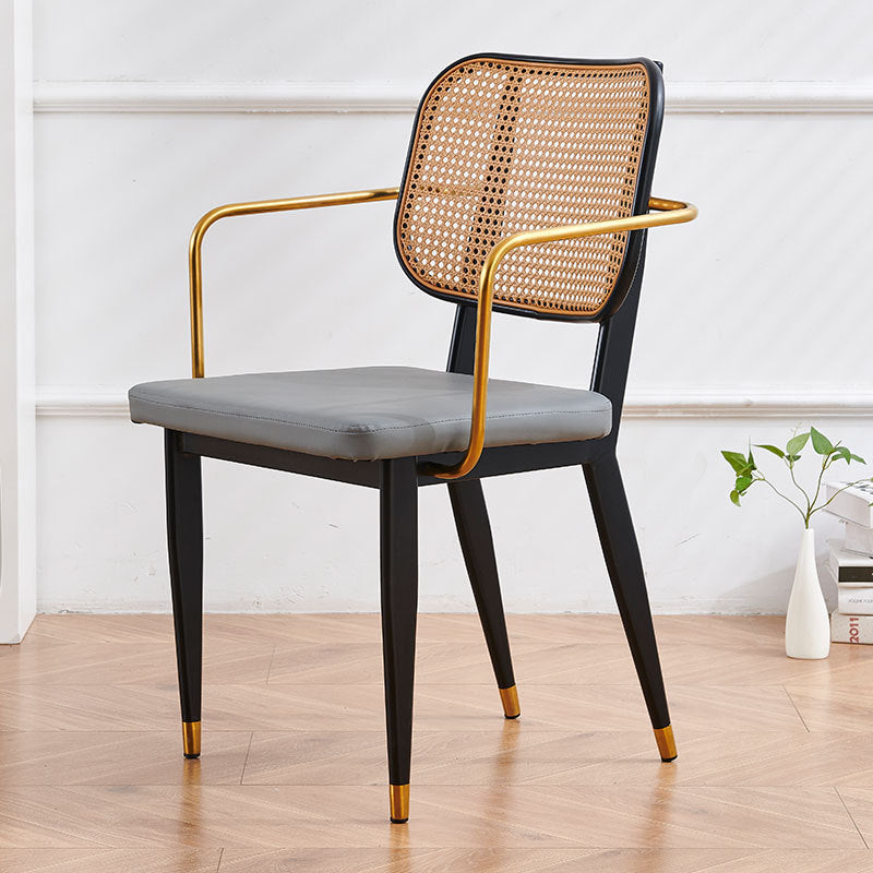 Modern Cutout Leather Bamboo Dining Chair