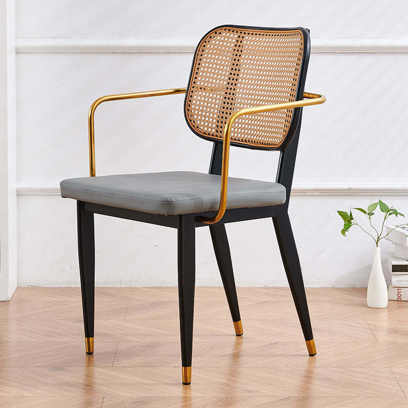 Modern Cutout Leather Bamboo Dining Chair
