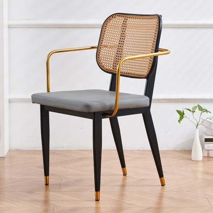 Modern Cutout Leather Bamboo Dining Chair