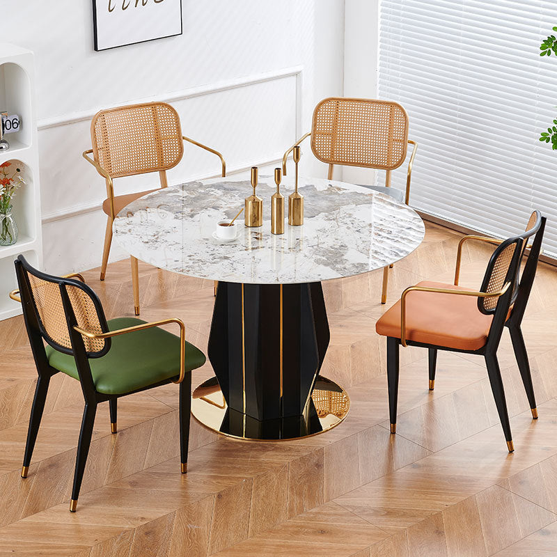 Modern Cutout Leather Bamboo Dining Chair