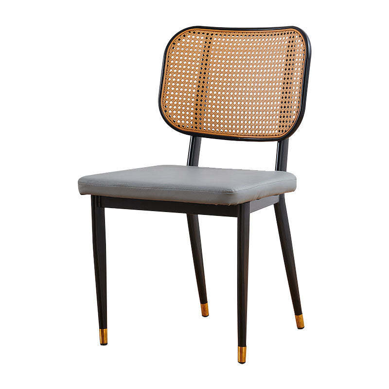 Modern Cutout Leather Bamboo Dining Chair