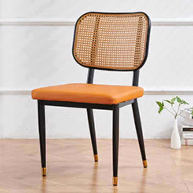 Modern Cutout Leather Bamboo Dining Chair