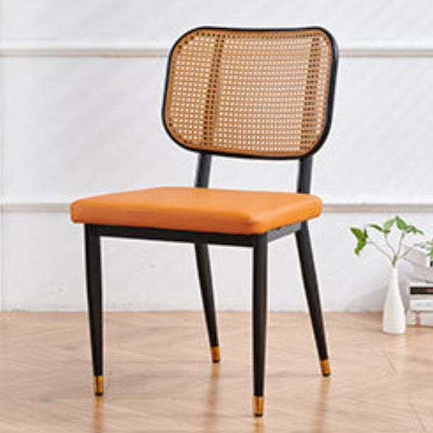 Gray bamboo cutout dining chairs & benches - luxury — Armless / Orange / Black Shelf