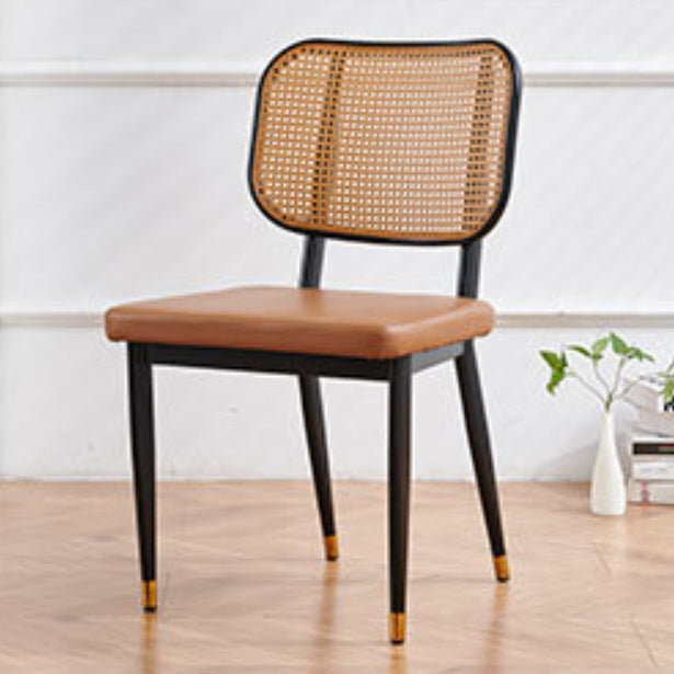 Modern Cutout Leather Bamboo Dining Chair