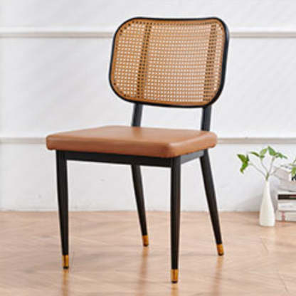 Modern Cutout Leather Bamboo Dining Chair
