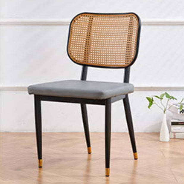 Modern Cutout Leather Bamboo Dining Chair