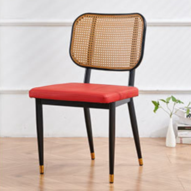 Modern Cutout Leather Bamboo Dining Chair