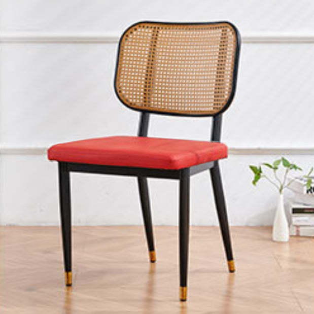 Modern Cutout Leather Bamboo Dining Chair