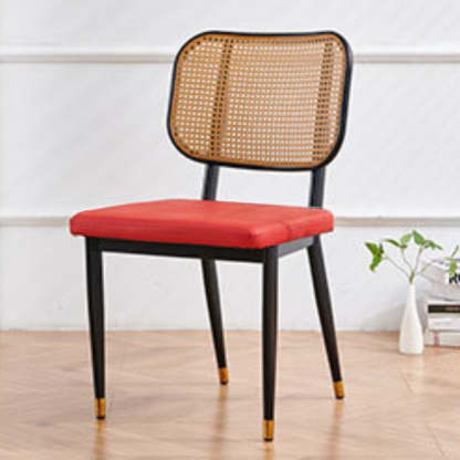 Modern Cutout Leather Bamboo Dining Chair