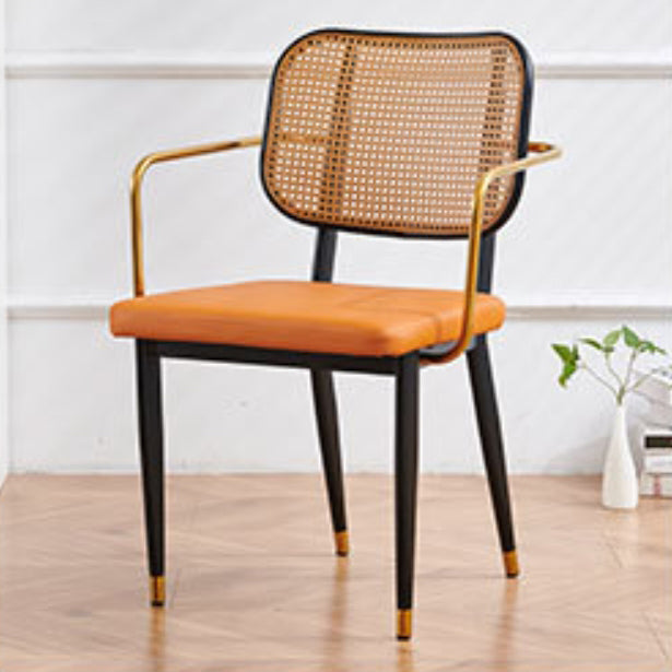 Modern Cutout Leather Bamboo Dining Chair