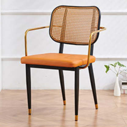 Modern Cutout Leather Bamboo Dining Chair