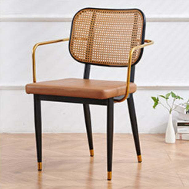 Modern Cutout Leather Bamboo Dining Chair