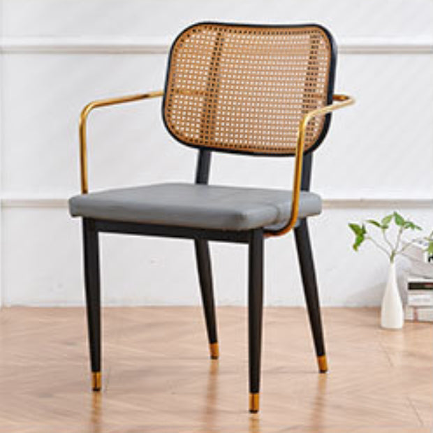 Modern Cutout Leather Bamboo Dining Chair