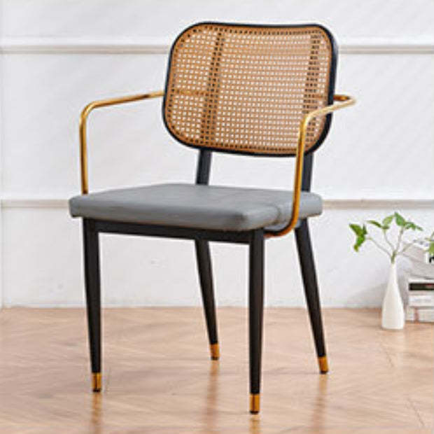 Modern Cutout Leather Bamboo Dining Chair