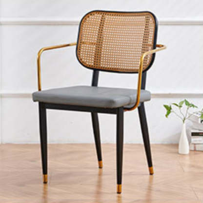 Modern Cutout Leather Bamboo Dining Chair