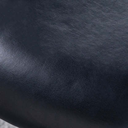 Industrial Curved Leather Iron Dining Chair — Wood Color + Red Cushion