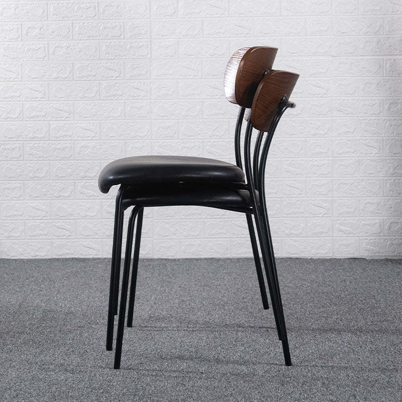 Industrial Curved Leather Iron Dining Chair