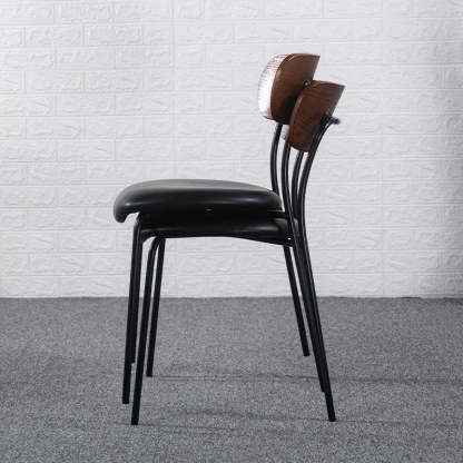 Industrial Curved Leather Iron Dining Chair