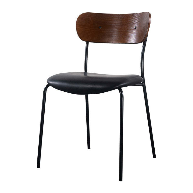 Industrial Curved Leather Iron Dining Chair