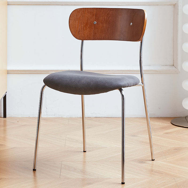 Industrial Curved Leather Iron Dining Chair