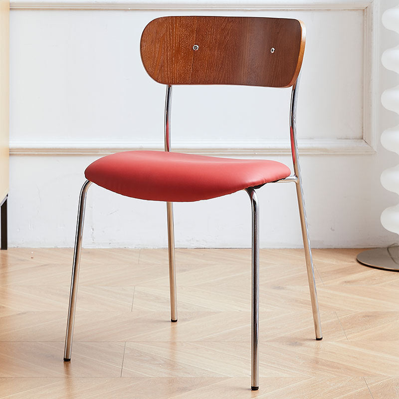 Industrial Curved Leather Iron Dining Chair