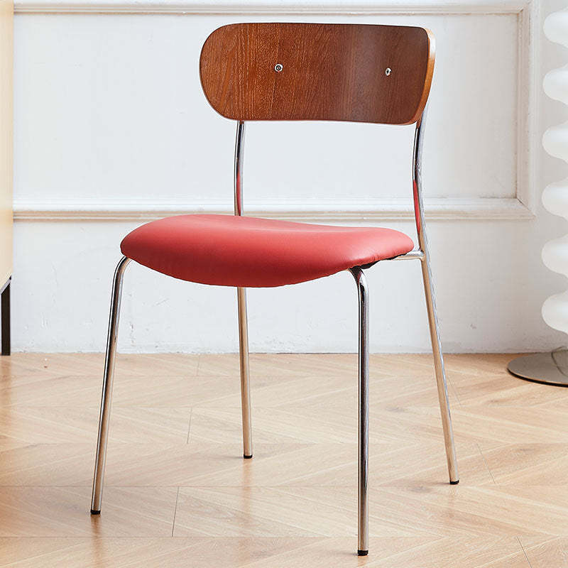 Industrial Curved Leather Iron Dining Chair