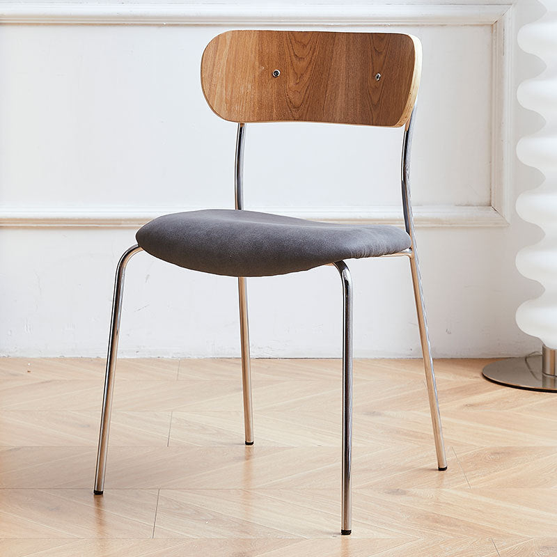 Industrial Curved Leather Iron Dining Chair