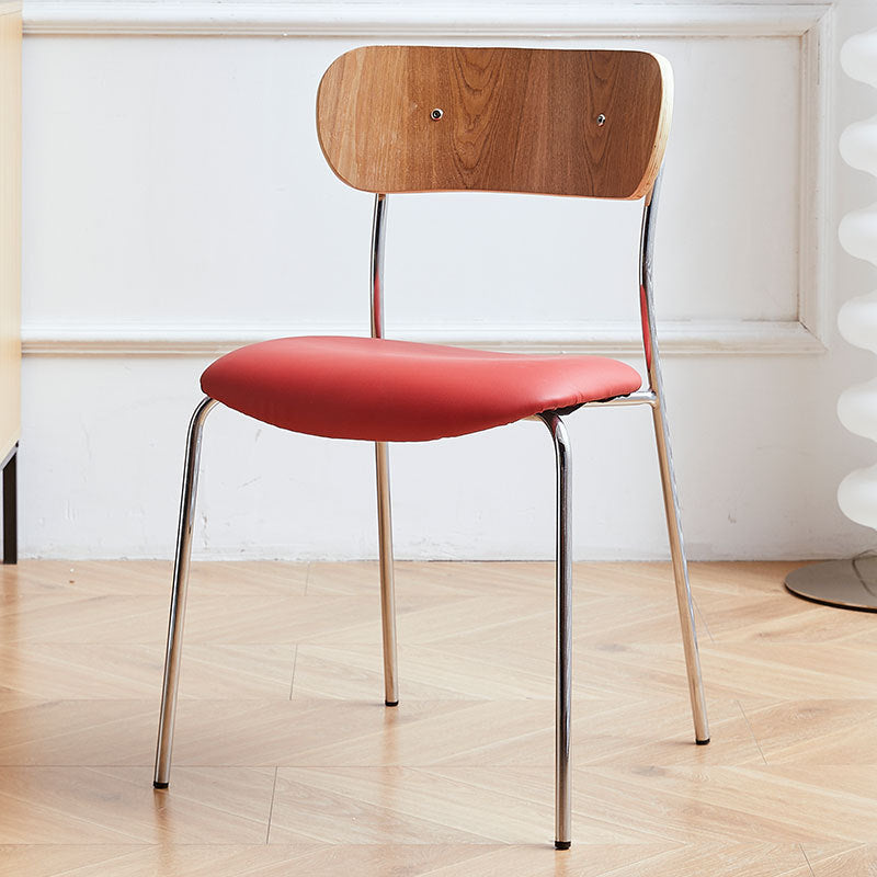 Industrial Curved Leather Iron Dining Chair