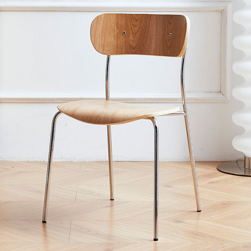 Industrial Curved Leather Iron Dining Chair