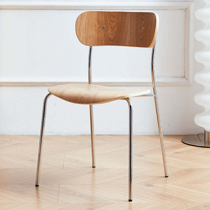 Industrial Curved Leather Iron Dining Chair