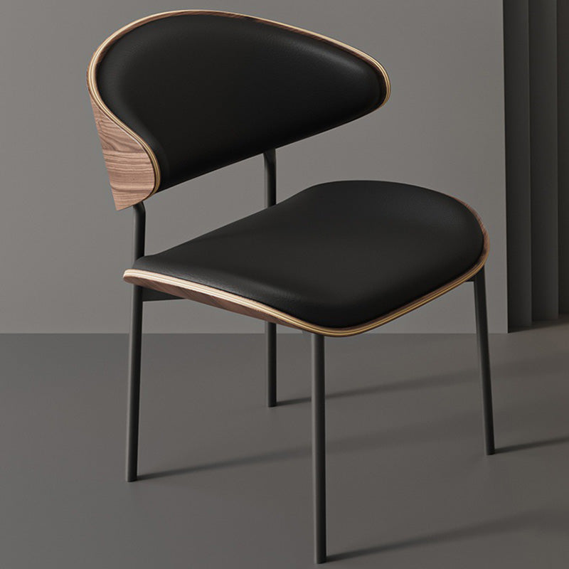 Minimalist Bent Microfiber Leather Dining Chair