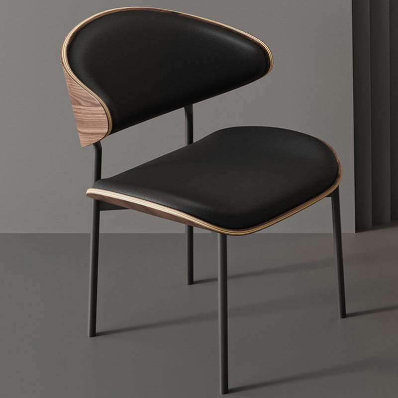 Minimalist Bent Microfiber Leather Dining Chair