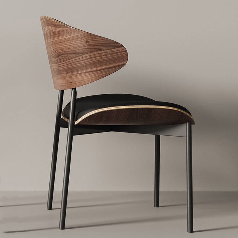 Minimalist Bent Microfiber Leather Dining Chair