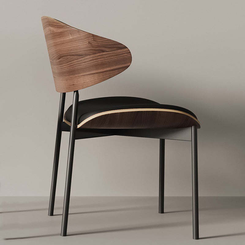 Minimalist Bent Microfiber Leather Dining Chair