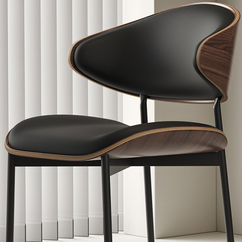 Minimalist Bent Microfiber Leather Dining Chair