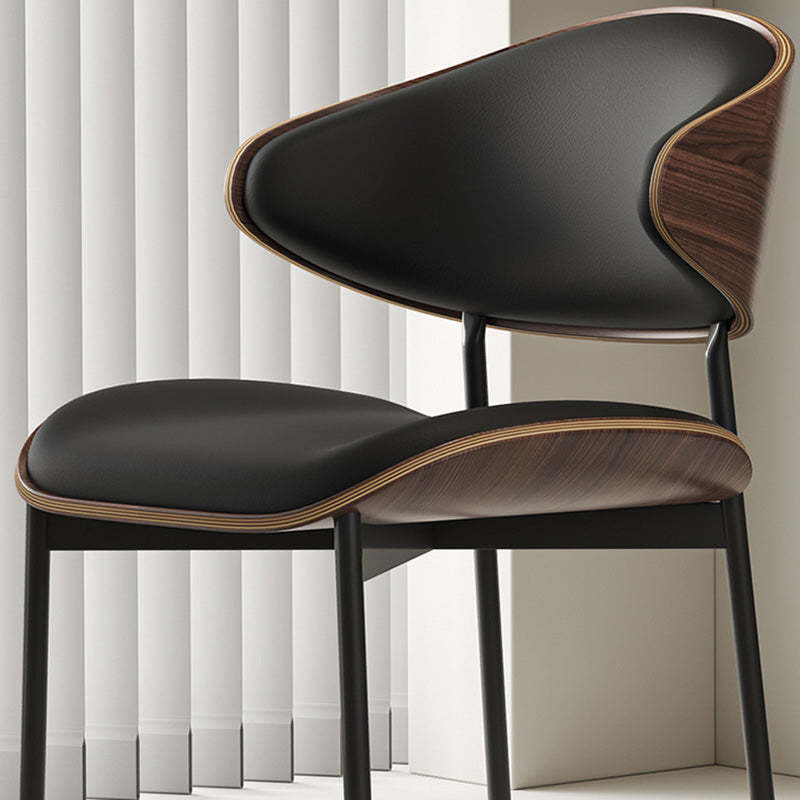 Minimalist Bent Microfiber Leather Dining Chair
