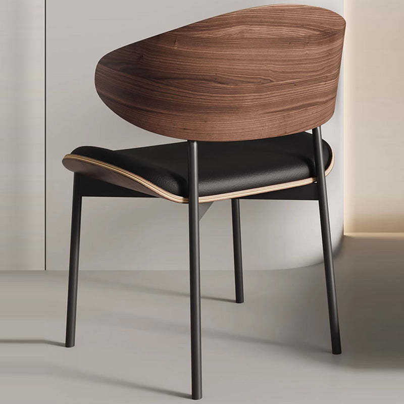 Minimalist Bent Microfiber Leather Dining Chair