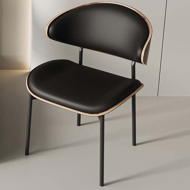 Minimalist Bent Microfiber Leather Dining Chair