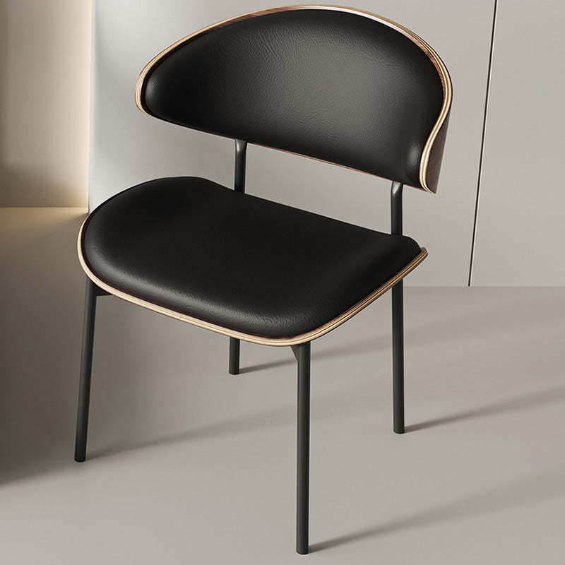 Minimalist Bent Microfiber Leather Dining Chair